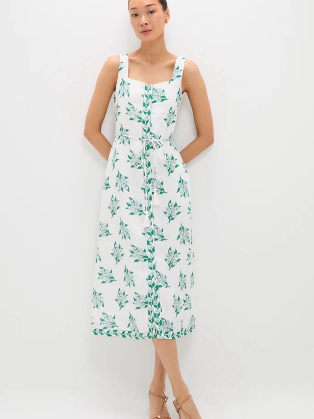 Hannah Artwear Emerald Blossom Paloma Midi Dress Size 0 / US 4 $485 Tuckernuck